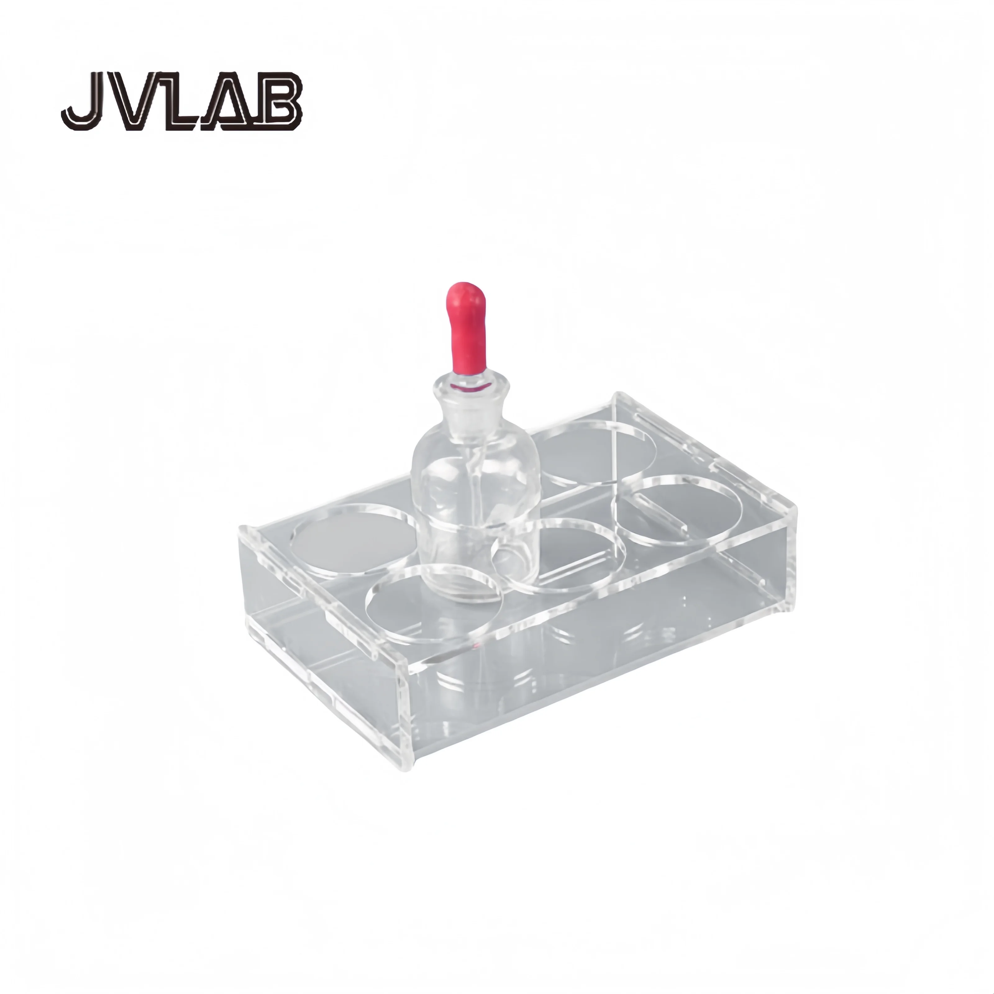

6 Hole Acrylic Dropper Rack 60ml - Heavy Duty Unbreakable Organic Glass Stand for Essential Oil Bottles & Pipettes JVLAB