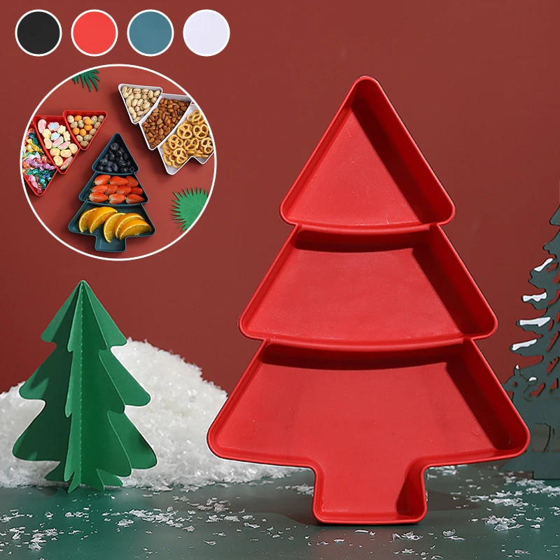 

Christmas Tree Snack Tray Plastic Serving Platter for Candy Nuts Dry Fruits Party Decor Home Kitchen Tableware 2025 Xmas Gift