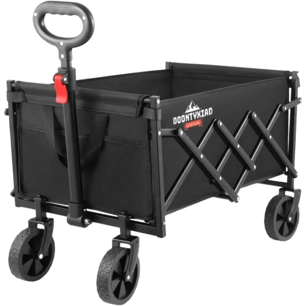 

Collapsible Wagon, 360lbs Load Capacity, Small Wagon carts Foldable with Wheels, Heavy-Duty Steel Frame, 600D Oxford Fabric, Erg