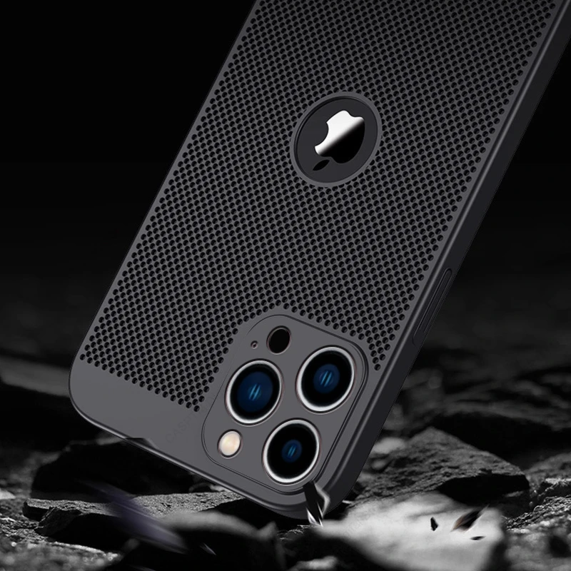 حافظة شبكية لتبديد الحرارة لهاتف آيفون 16 15 14 13 12 11 Pro Max XS Max XR X حافظة تبريد قابلة للتنفس غطاء شحن لاسلكي