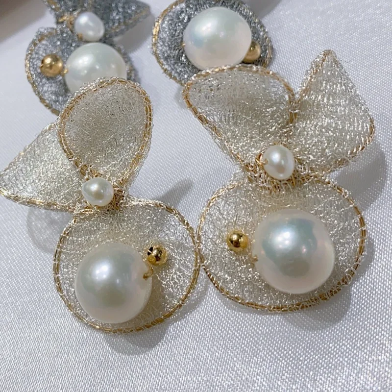 

SGARIT Trending Pearl Jewelry DIY Italian Craftwork Rabbit Lace 10-11mm 14k Filled Gold Natural Pearl Stud Earring Jewellery