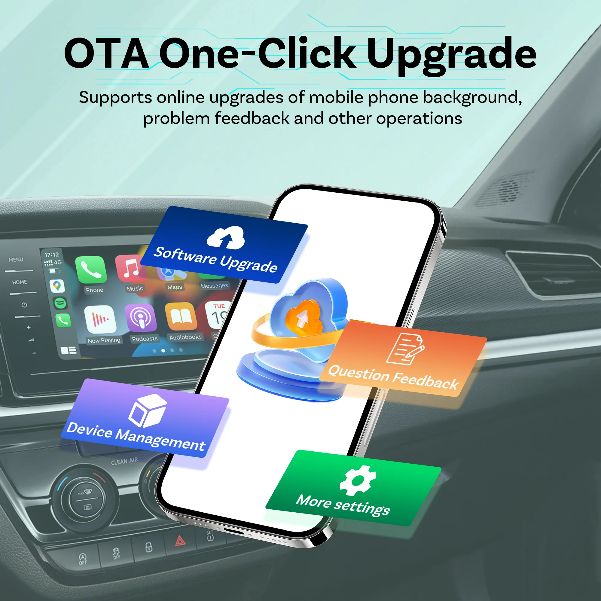 Ottocast Mini Dot Kabelloser Carplay-Adapter Android Auto Dongle Kabelgebunden zu Kabellos WiFi 6 Bluetooth 5.4 Plug & Play für Audi Kia – Detail 16