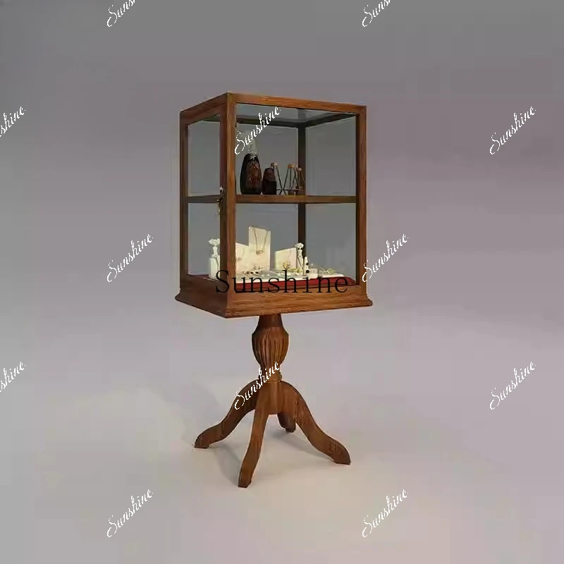 American Vintage Jewelry Display Museum Jade Exhibition Glass Island Cabinet  FT