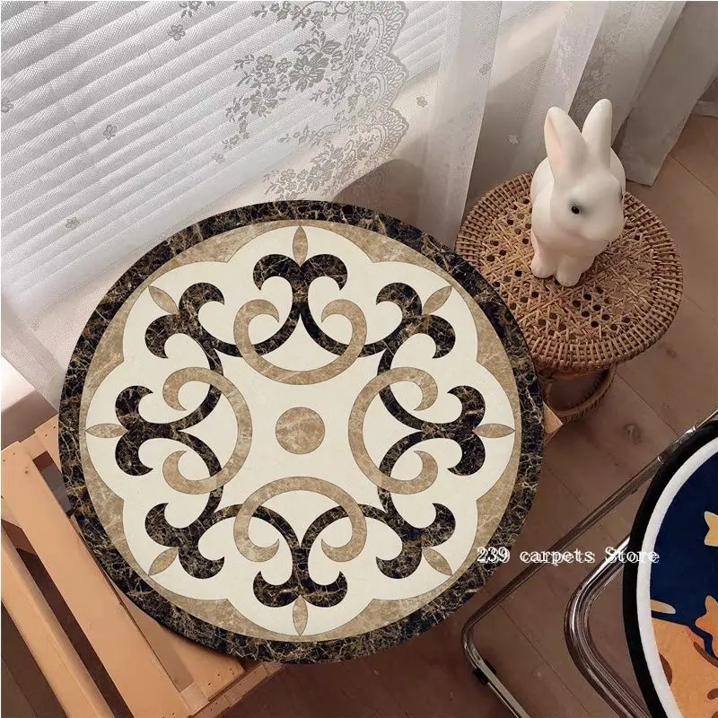 Art Medallion Floral Patterns Marble Four Seasons Seat Cushion Office Dining Stool Pad Sponge Sofa Mat Non-Slip Chair Cushions