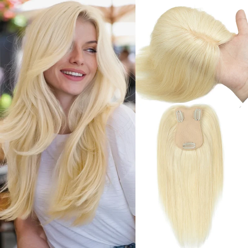 3 Clips Human Hair Topper 25cm 7x11cm Large Base 360° All Round Cover Real Hair 30G Piece for Concealing Gray Hair And Thickening Hair