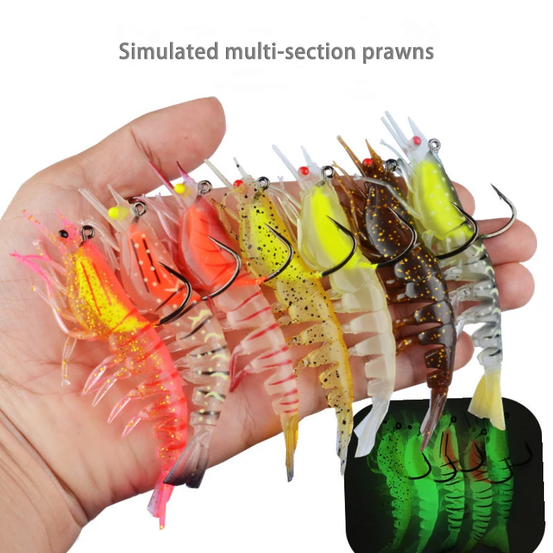 10.5cm 12g 8 cores isca de camarão artificial com gancho afiado isca de pesca macia isca luminosa para atividades de pesca