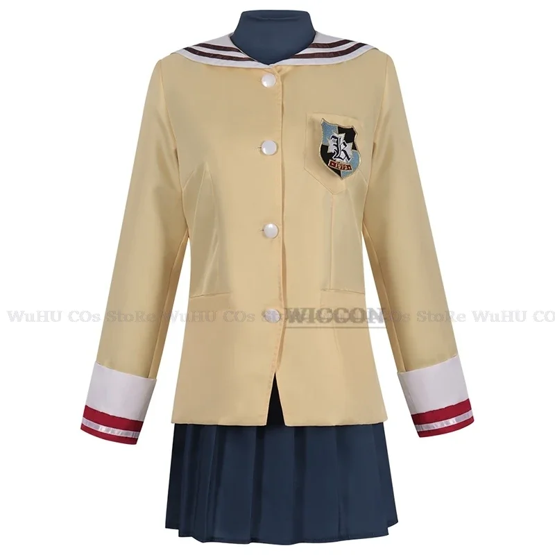 Clannad Anime Furukawa Nagisa Fujibayashi Kyou Sakagami Tomoyo Cosplay Costume Embroidery School Uniform Skirt T-shirt JK Cos