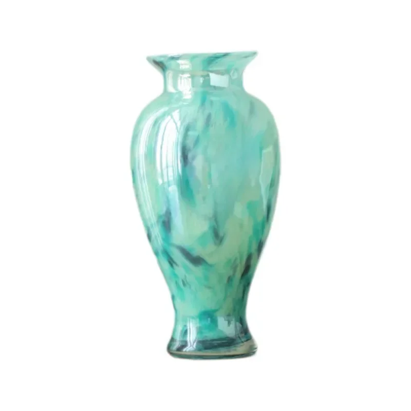 Vase glass medieval ornament light luxury high-end water raising flower arrangement retro tea table exquisite