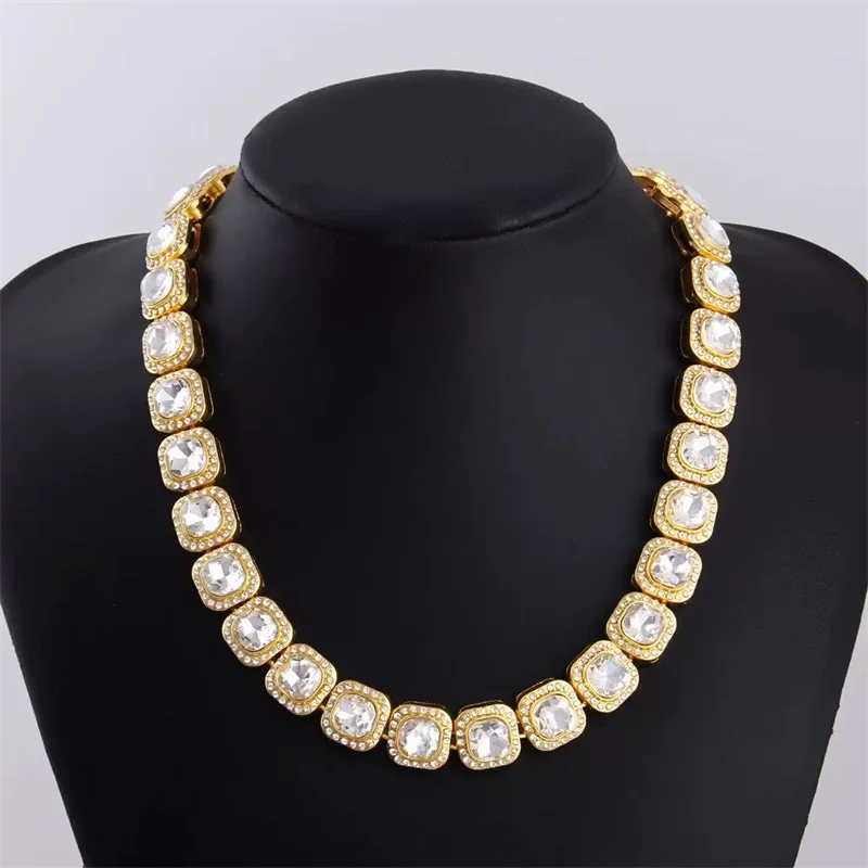 EILIECK Hochwertige Funkelnde Zirkon-Halskette, Dickere Metall-Kubanische Kette, Statement-Halskette, Hip-Hop-Punk-Schmuck, Geschenk – Detail 10