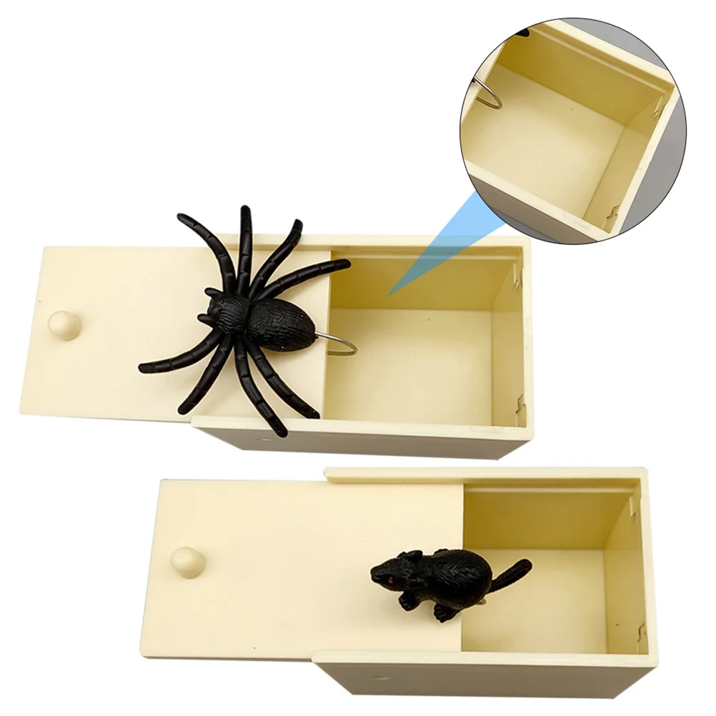 6pcs Halloween Prank Set Fake Spider Scorpion Mouse Simulated Insects Trick Box For Party Scare Surprise Gift Artificial Bug