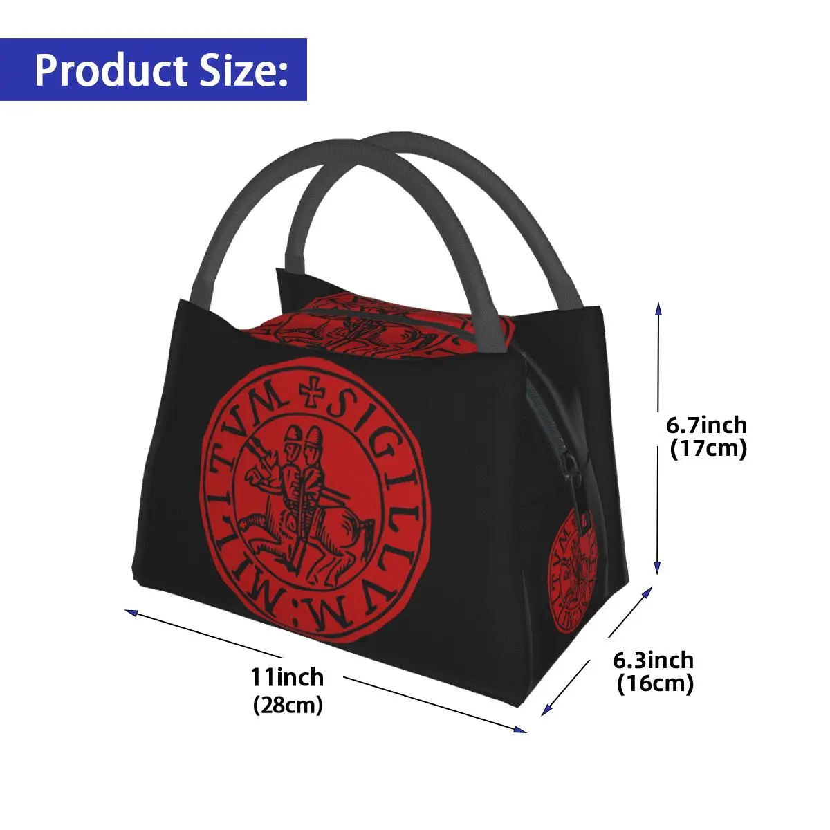 Seal Of The Knights Templar Insulated Lunch Bag for School Picnic Storage Food Boxes Portable Container Cooler Thermal Lunch Box