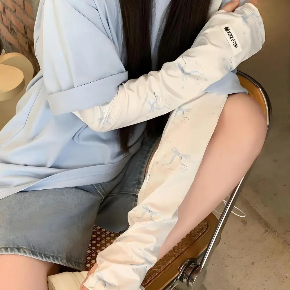 

Butterfly Print Arm Sleeves Sunscreen Ice Silk Cool UV Protection Half Finger Arm Sleeves Cover Summer Outdoor Travel Daily Use