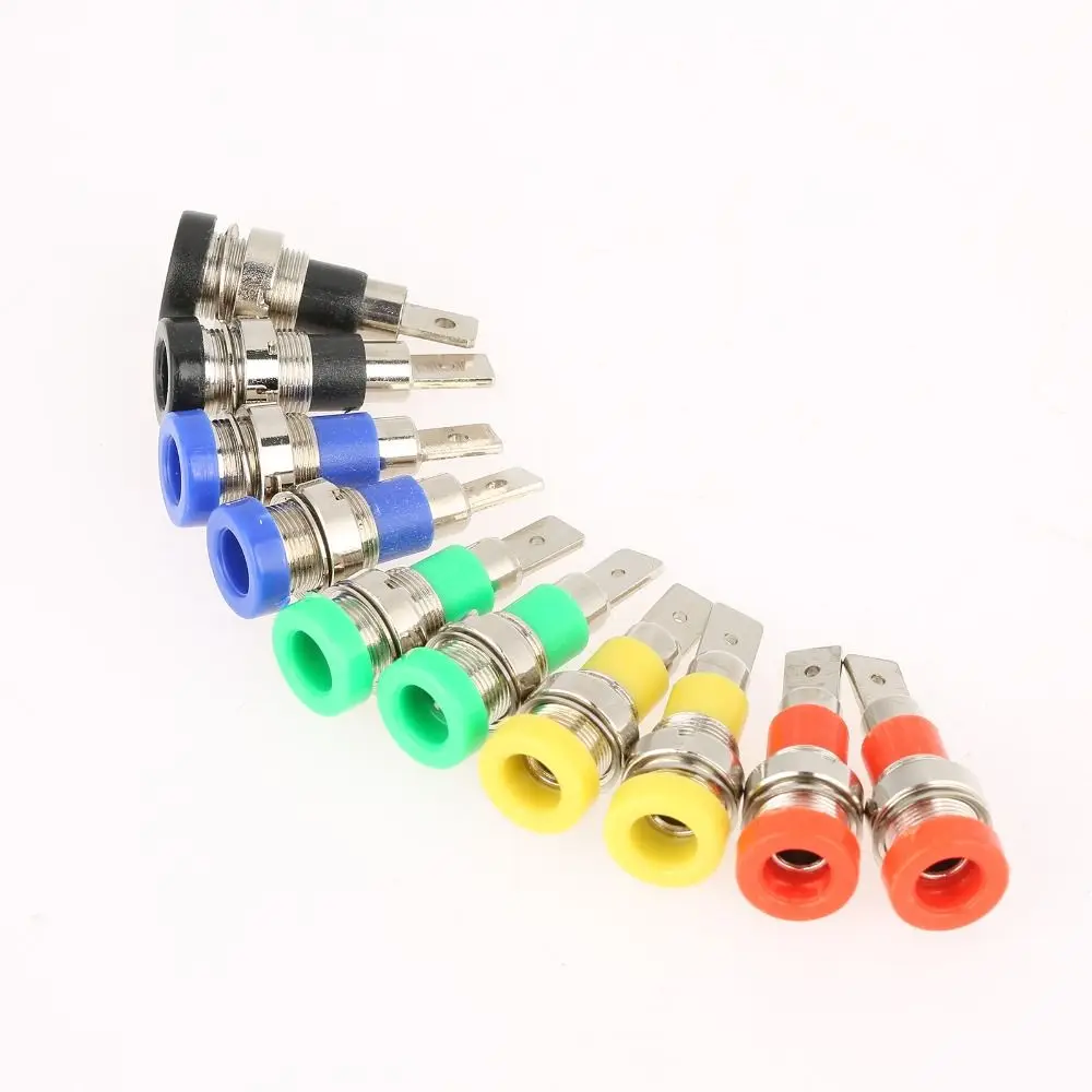 10 PCS Electrical Testing 4.0mm Banana Jack Mixed Color Female Adapter Panel Mount Banana Banana Binding Post Audio Devices