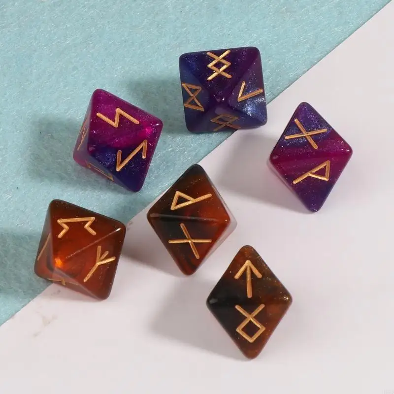 3 Pcs Polyhedral Acrylic 8-Sided Astrological Table Game with for Sharp Edges and Beautiful Inclusio