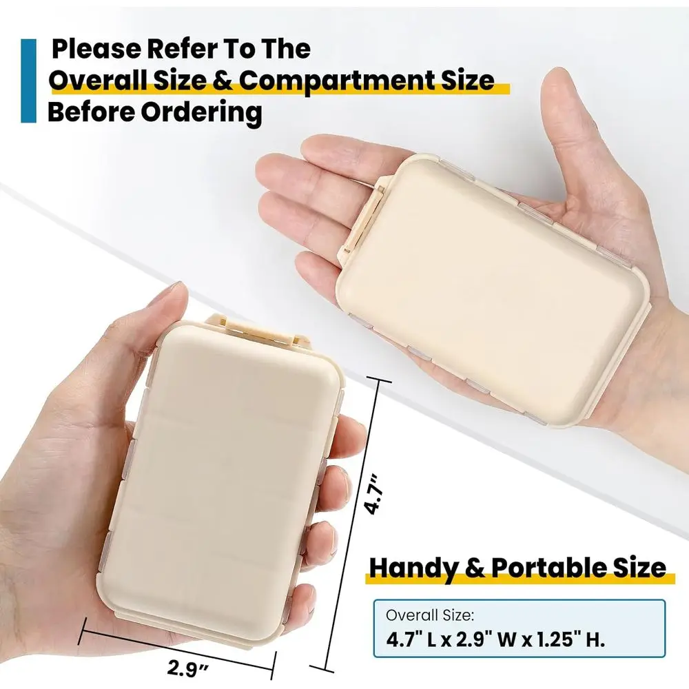 3-Pack Travel Pill Organizer with Daily Medication Holder, Khaki Pink Grey, Vitamin Storage Case view 3