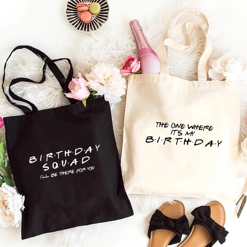 Canvas Bag Friends Shopping Bag Birthday PartyTote Bags Personality Tee Top Drinking Squad Portable Women Shoulder Bags