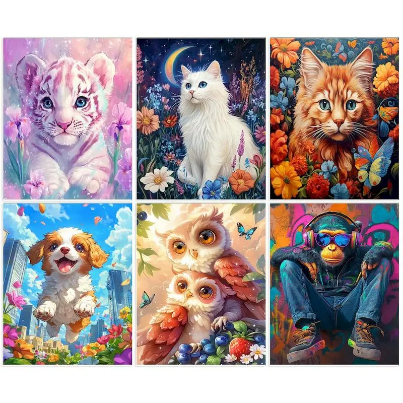 

SDOYUNO Painting By Number Animals Drawing On Canvas HandPainted Art Gift Home Decor DIY Pictures By Number Kits Artworks