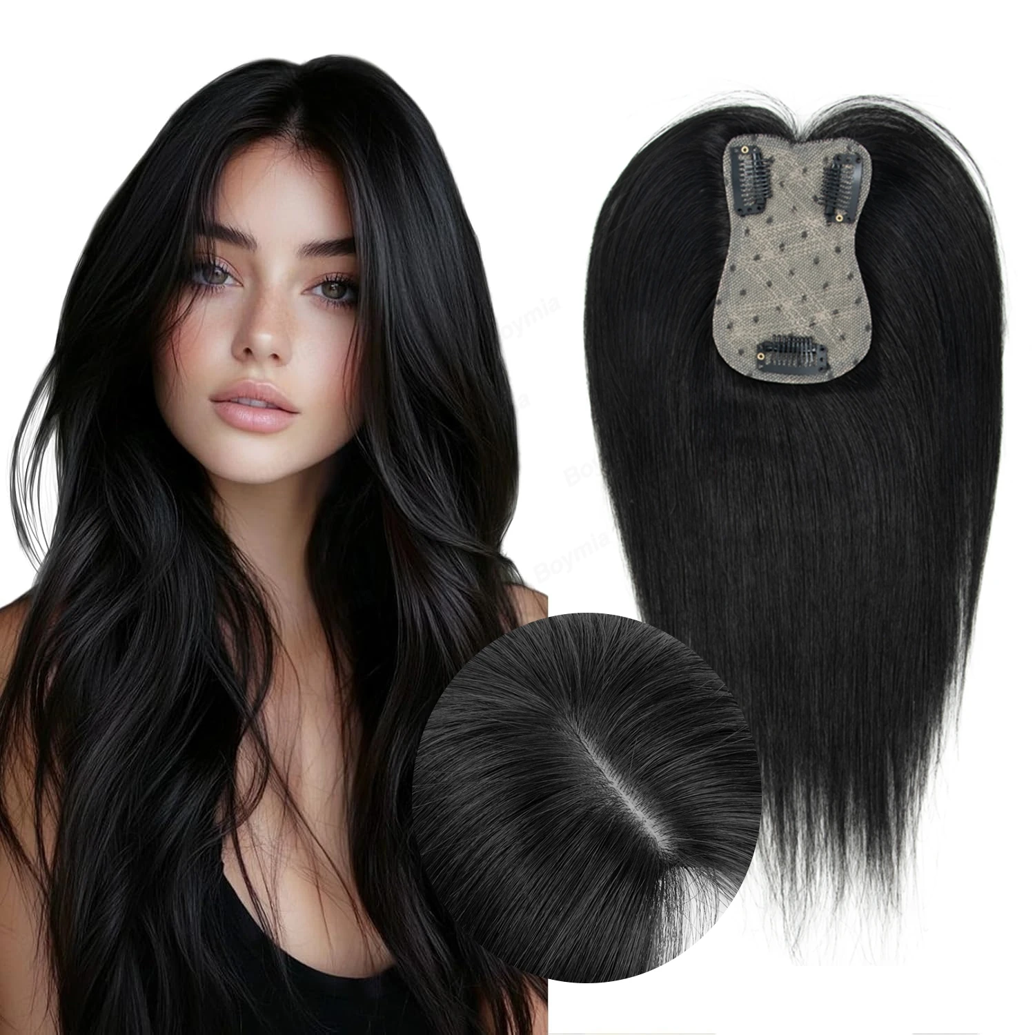 Hair Toppers for Women Real Human Hair 360° Toppers Hairpieces for Women with Thinning Hair Realistic Biological Scalp Wiglets