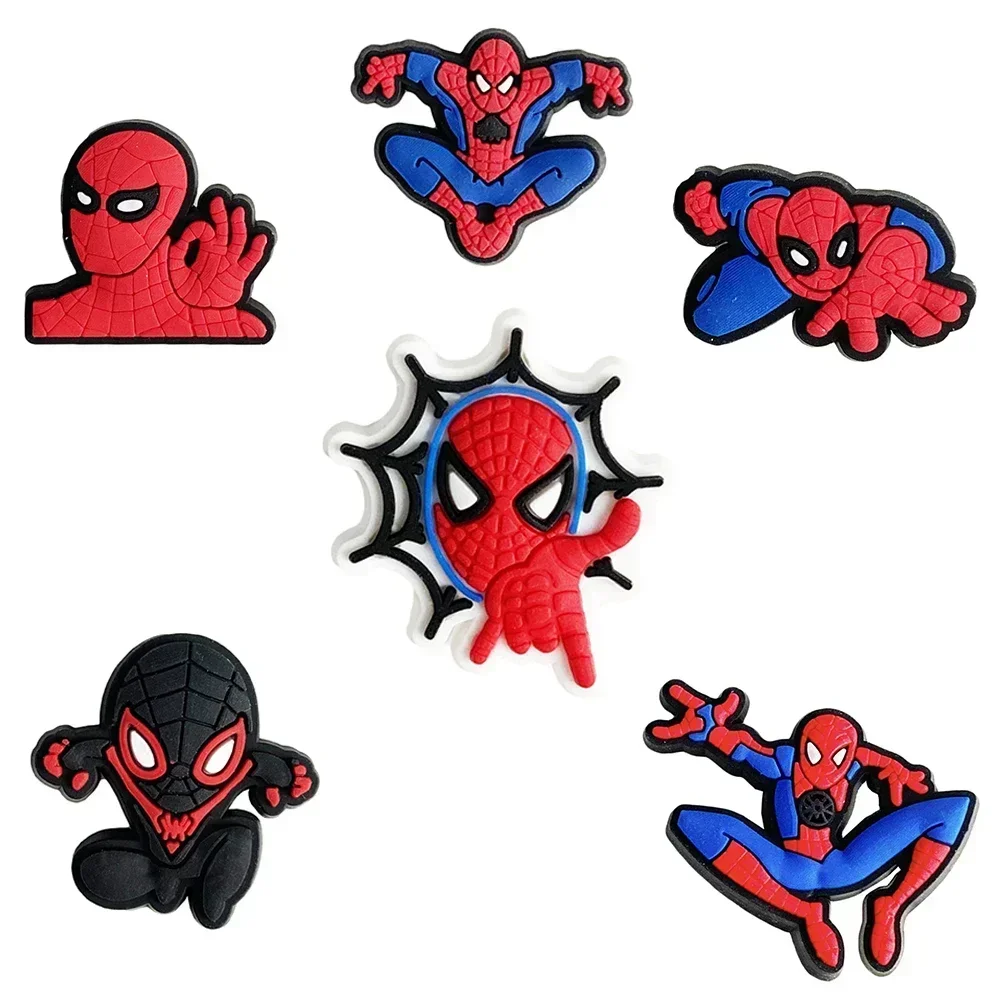 One Piece Spiderman PVC Shoe Decoration for Croc Charms Accessories DIY Shoe Crocs for Jibz Buckle Wholesale Kid Boy Gifts Set