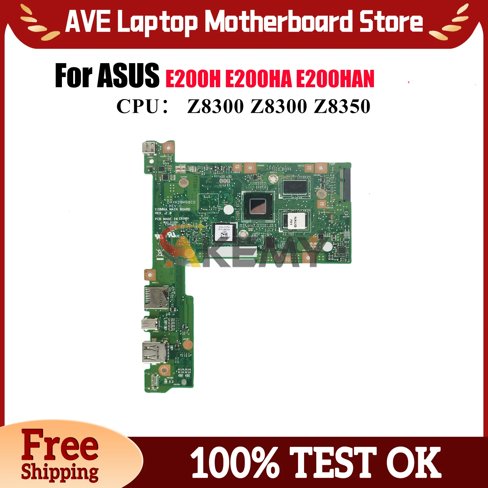 

E200HA Laptop Motherboard For ASUS EeeBook E200HAN E200HA E200H Notebook Mainboard With Z8300 100% tests OK fast shipping stk