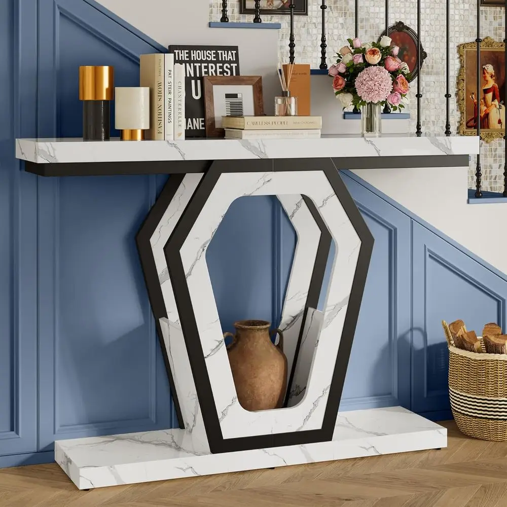 

Ажурный столик-кронштейн из белого мрамора для прихожей, гостиной и прихожей — простая сборка