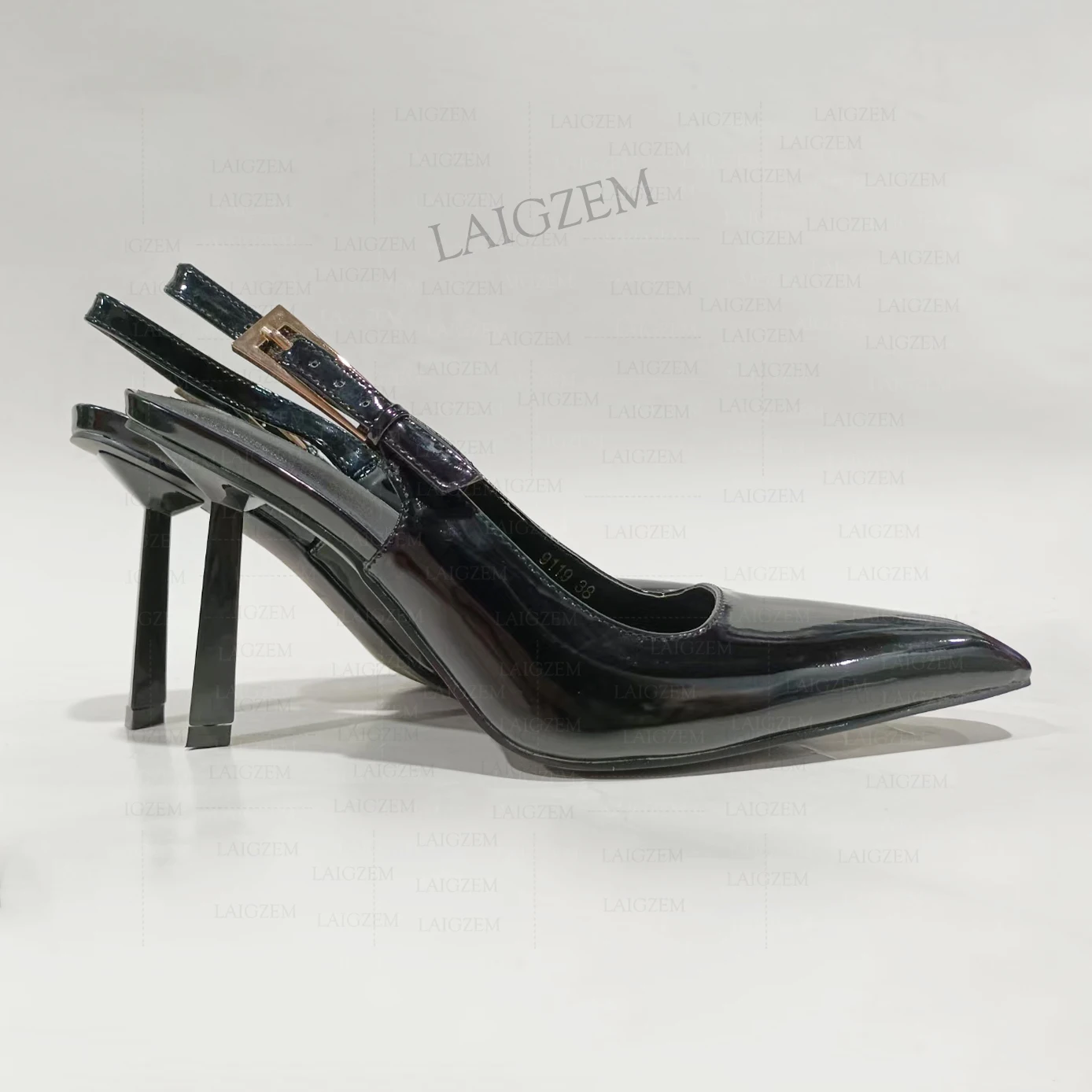 DOHBANER Women Pumps Pointy Toe Slingbacks Metal Stiletto High Heels Dress Party Prom Handmade Shoes Woman Big Size 35 38 41 43