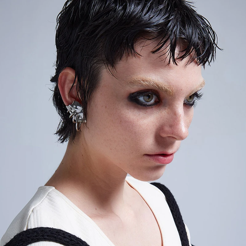 ZHUHE Thorn Piercing Earrings Cyberpunk Style For Women And Men Jewelry Accessories
