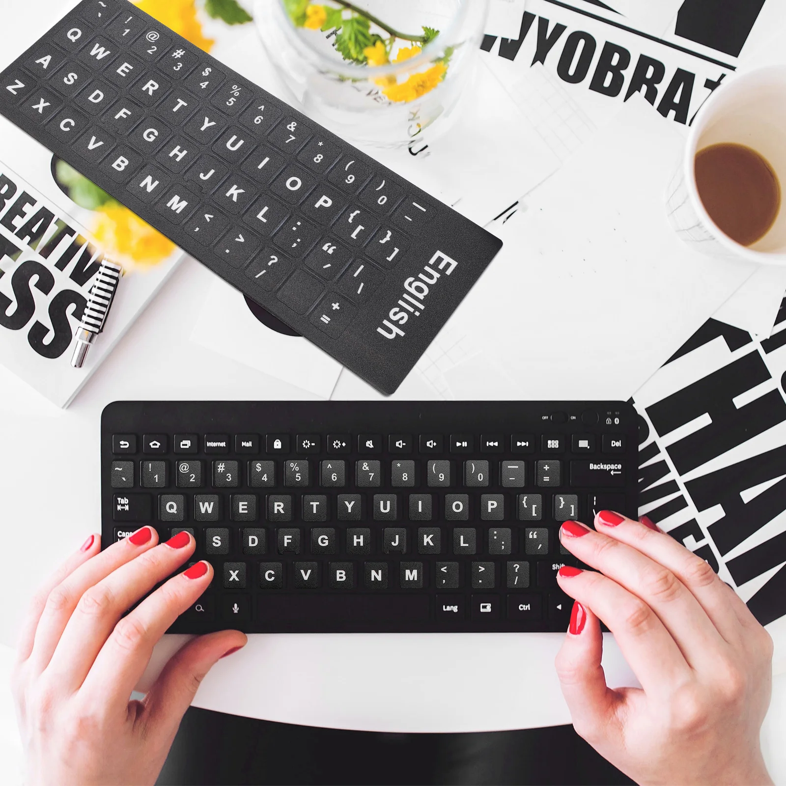 

10pcs 10 Sheets Keyboard Stickers PVC Protector Replacement Letters English Laptop Update Dust Water Resistant Easy Apply Remove