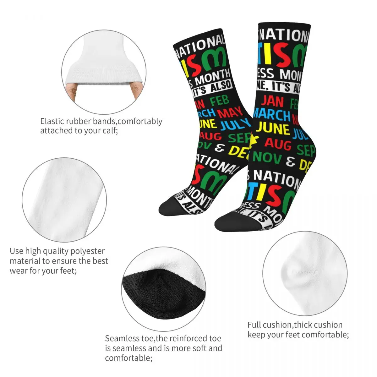 Funny Men Socks Harajuku April Is National Autism Awareness Month Sock Autism Month Wear Accept Understand Love Women Socks