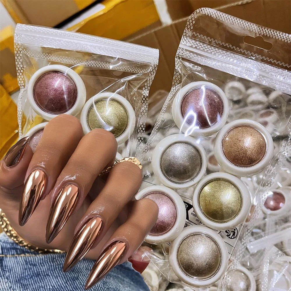 

6pcs/Set Y2K Magic Mirror Chrome Nail Glitter Powder Nail Enhancer with Metallic Finish & Holographic Effects Nail Art Glitters*