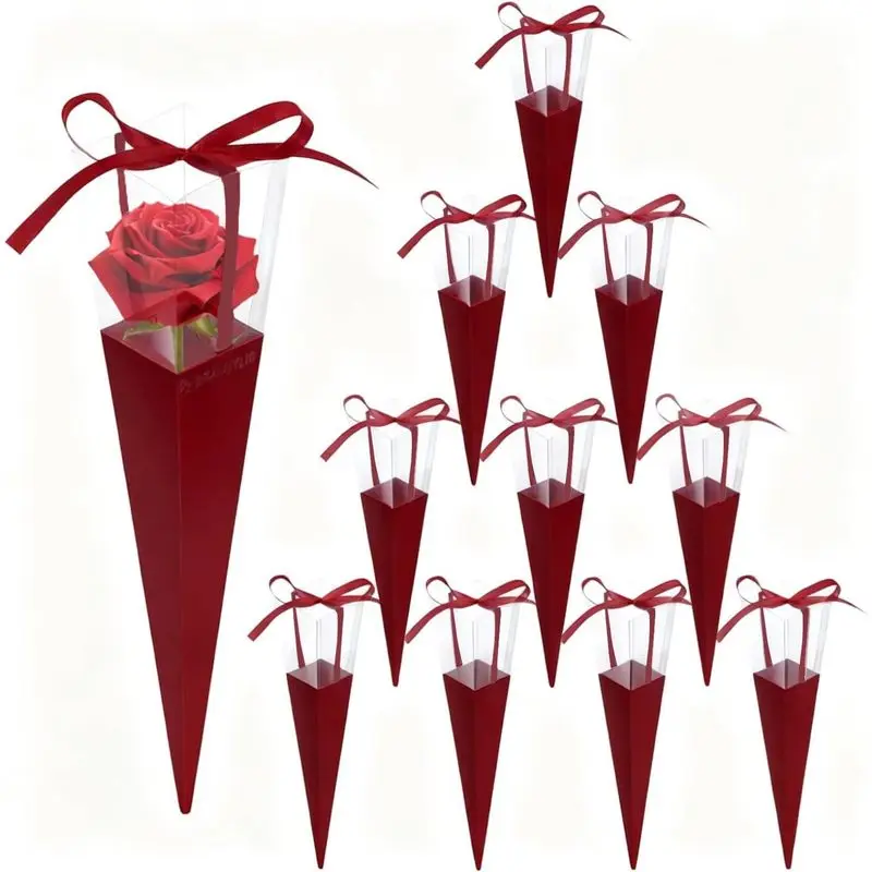 2 Bolsas de Embalaje para Flores de Color Rojo Vino, para Ramos Florales, para el Día de San Valentín, Bodas y Fiestas de Cumpleaños