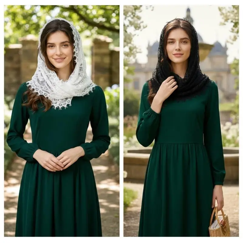 

31BB Breathable Floral Mesh Scarf Lightweight Nylon Head Wrap Elegant Fashion Scarf Flower Headpiece