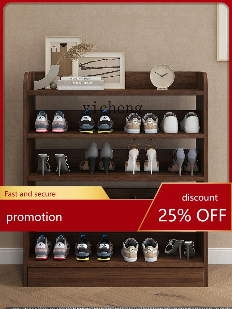 

YFY Shoe Rack Multi-Layer Door Solid Wood Shoe Cabinet Dustproof Economical Shoes Hall Cabinet