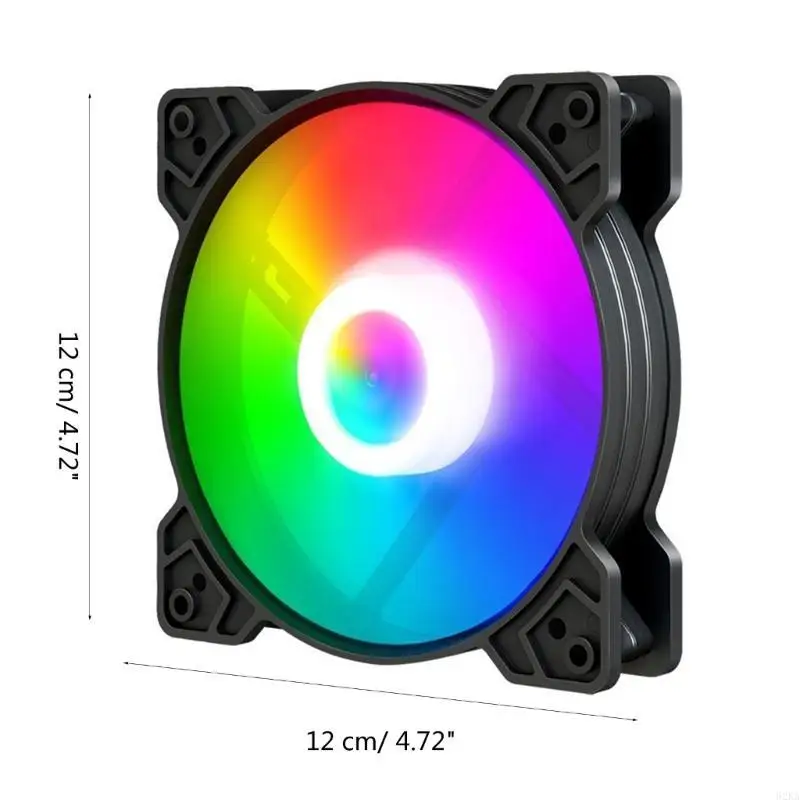 62KA Universal 12cm RGB Computer Case مروحة تبريد لحقيبة الكمبيوتر المكتبية، عمر طويل ومبرد سهل التركيب
