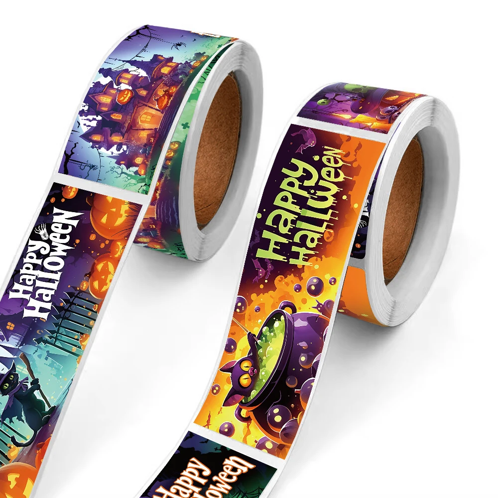 

120pcs/Roll Halloween Stickers Cute Funny Happy Halloween Sealing Label Sticker DIY Phone Suitcase Car Cartoon Decoration Decals