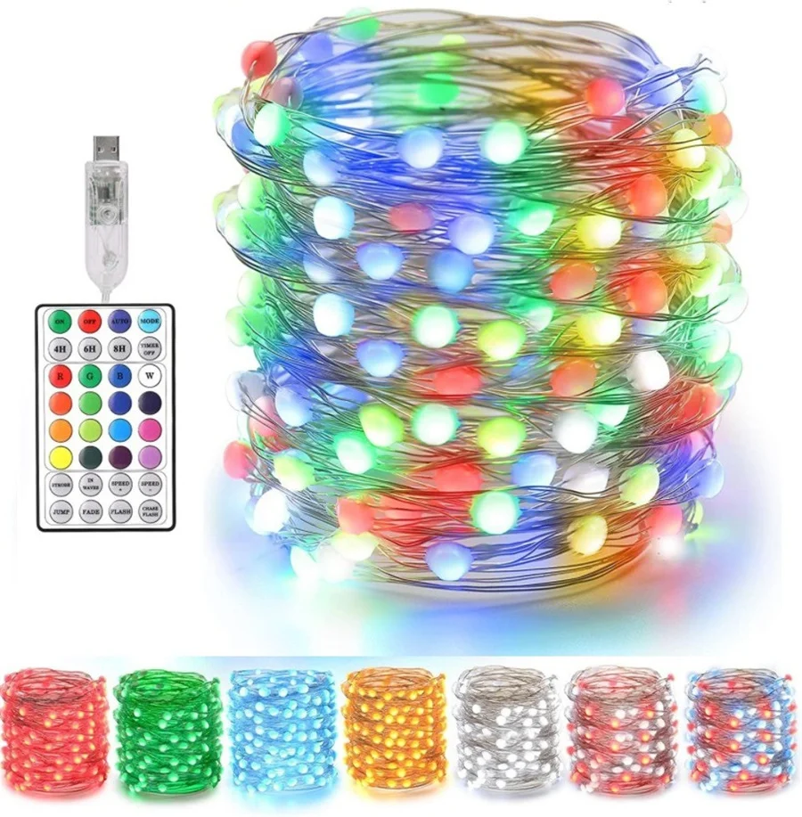 

20M 200LEDs RGB Christmas Garland Fairy Lights Waterproof Copper Wire String Lights with Remote for Garden Wedding Party Decor