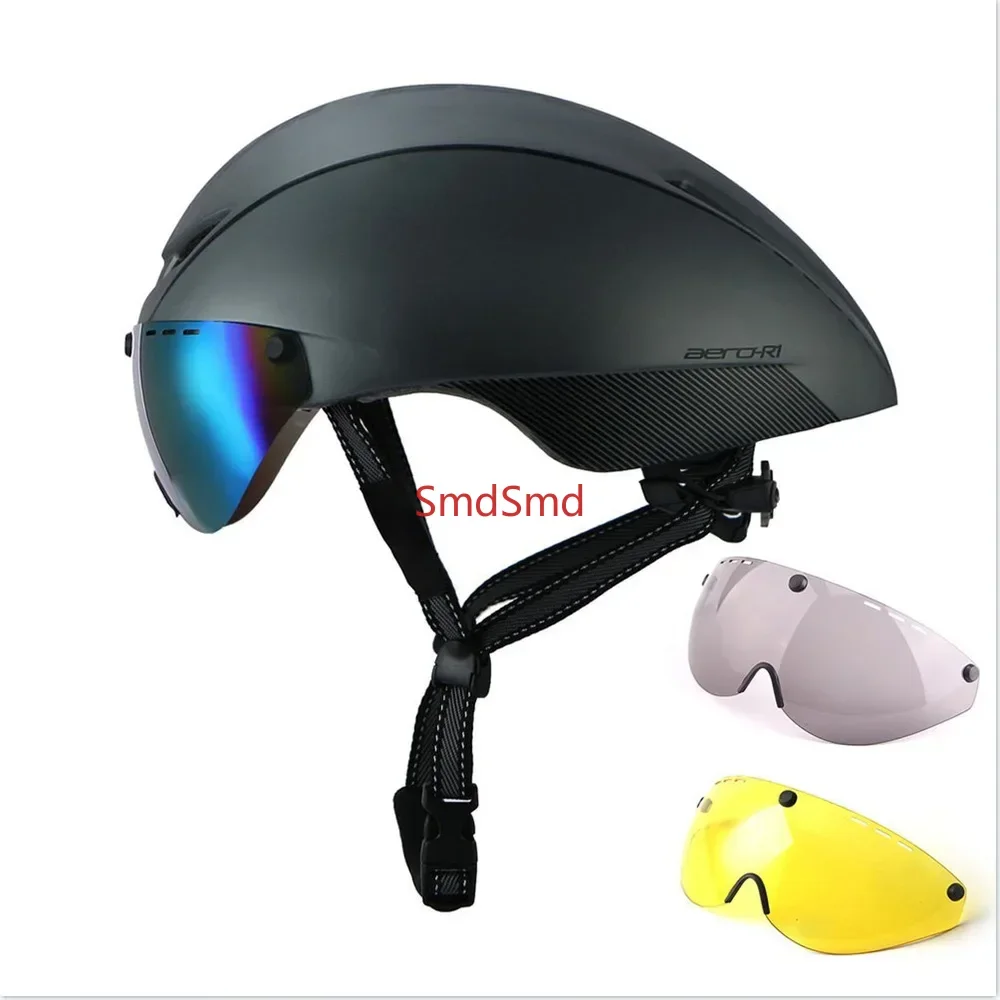 New Aero TT Road Bicycle Helmet Goggles Racing Cycling Bike Sports Safety Helmet In-Mold Bike Cycling Goggle YM-33