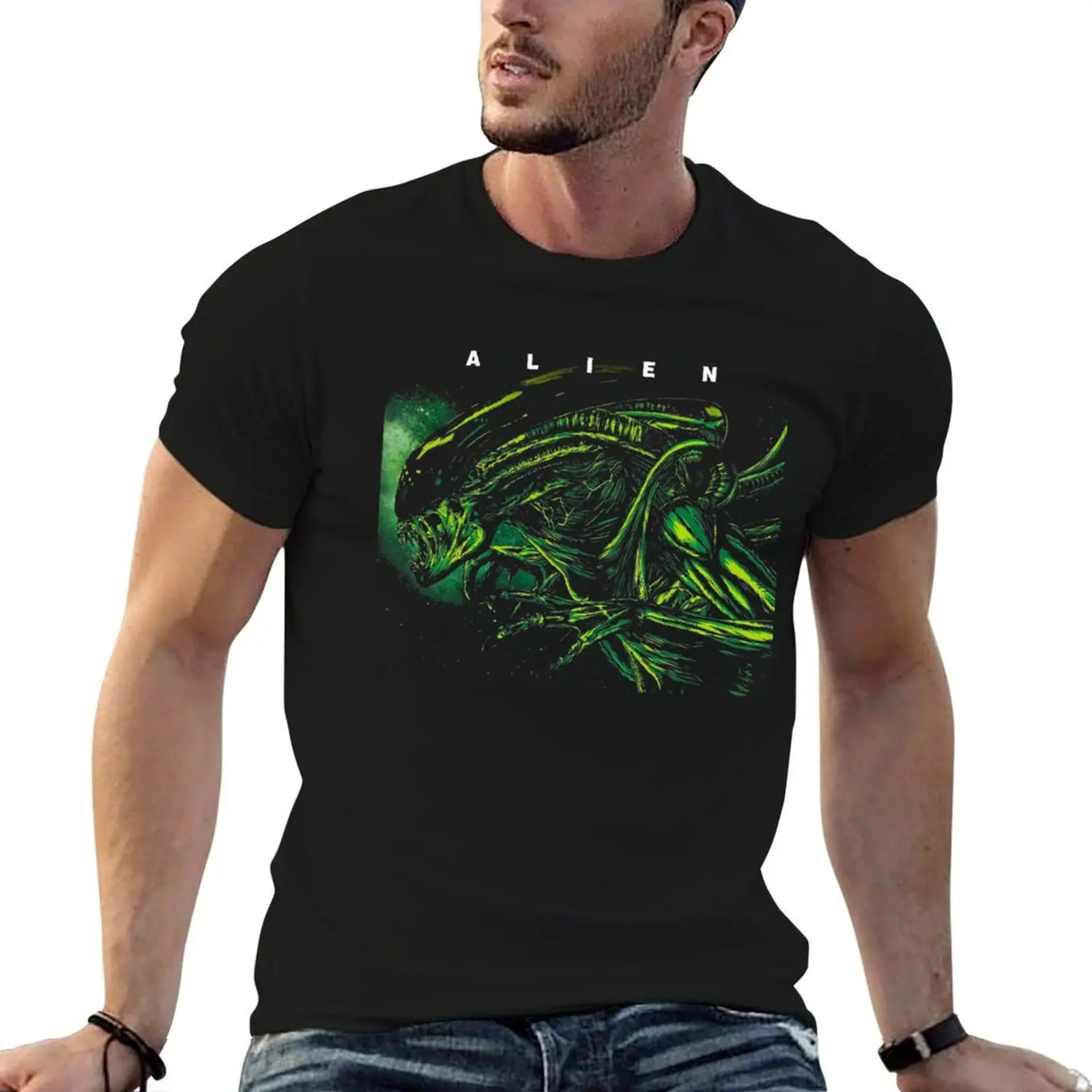 

Alien T-Shirt black cotton t-shirt plain for man package anime t shirts for man T-Shirt