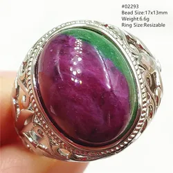 Natural Red Green Ruby Adjustable Ring Jewelry Big Men Ring Women Gemstone Oval Ruby Zoisite AAAAAA