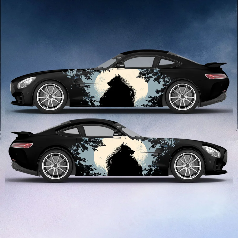 Full body decal of a werewolf in the forest under the moonlight; scratch-resistant car decal; waterproof. car vinyl wraps
