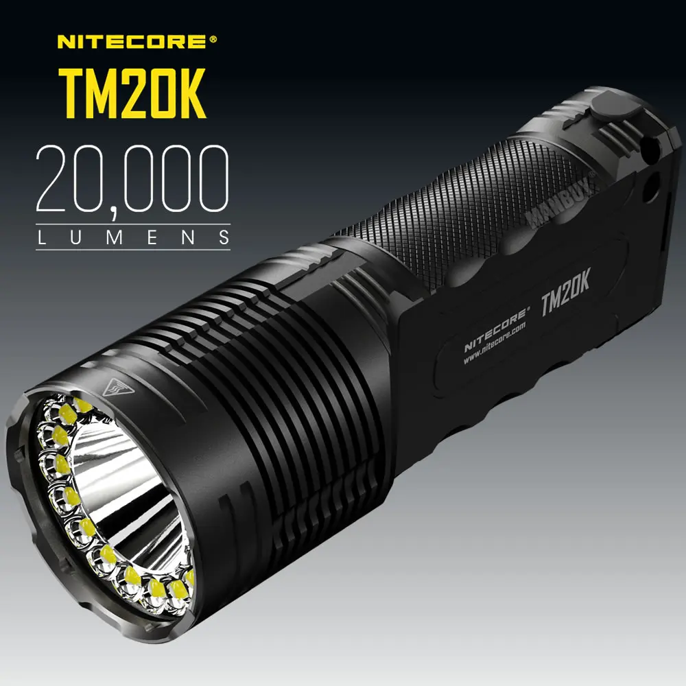 Wholesale Nitecore TM20K 20000LM CREE XP-L HD LED Flashlight BuiltIn Battery Spotlight Rechargeable Ultra High Performance Light