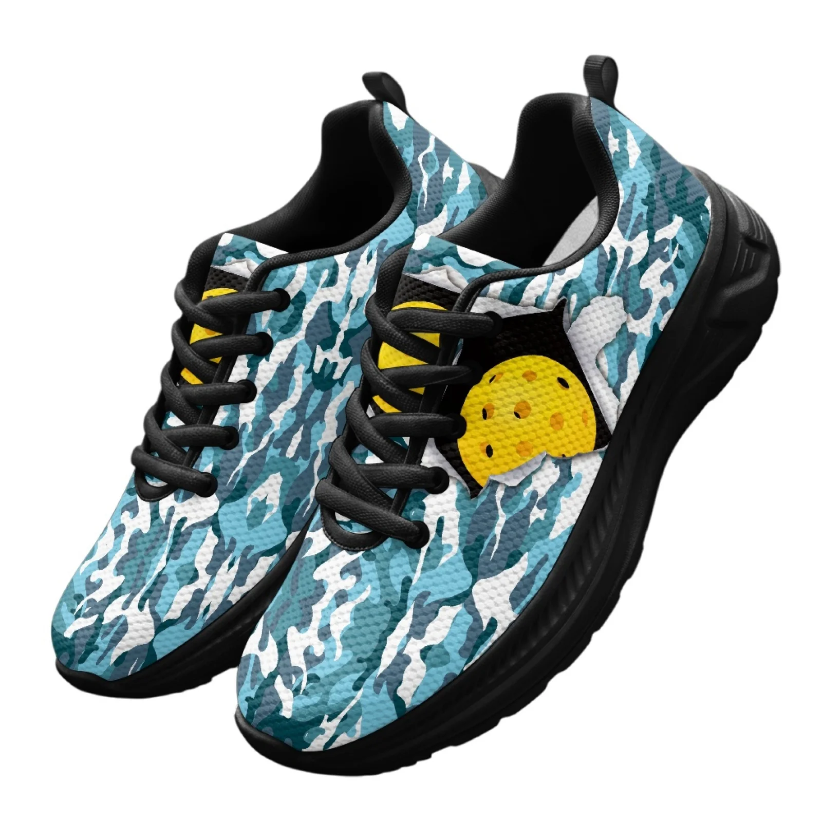 PENSTROLL Blue Camo Pickleball Print Jogging Shoes Mesh & EVA Gym Shoes Comfortable Sneakers for Summer