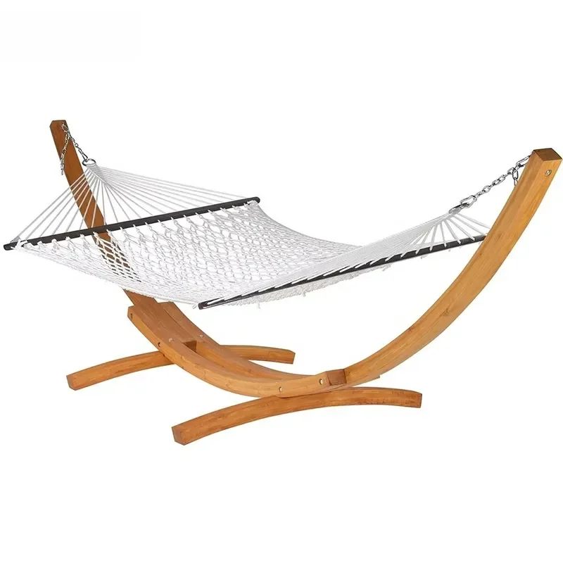 High Quality Hanging Single Teak Wood Base Hammock Portable Camping Hammock Garden Hammock for Outdoor