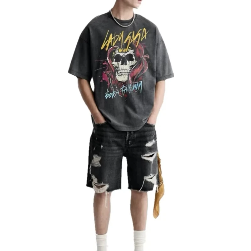 Fashion Graphic Print High Quality 1:1 Cotton Oversize Vintage Streetwear Unisex T-shirt UPS/FEDEX Air, 3-5Day Delivery