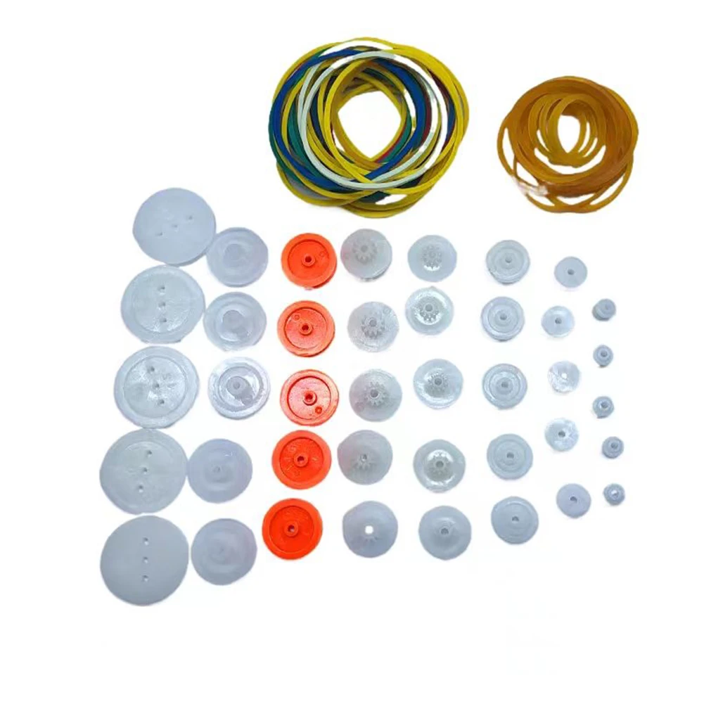 Rubber Belt Drive Pulley Reduction Rubber 2mm Diameter 84Pcs set Accessories DIY Drive Rack Making Process Model Mini Pulley