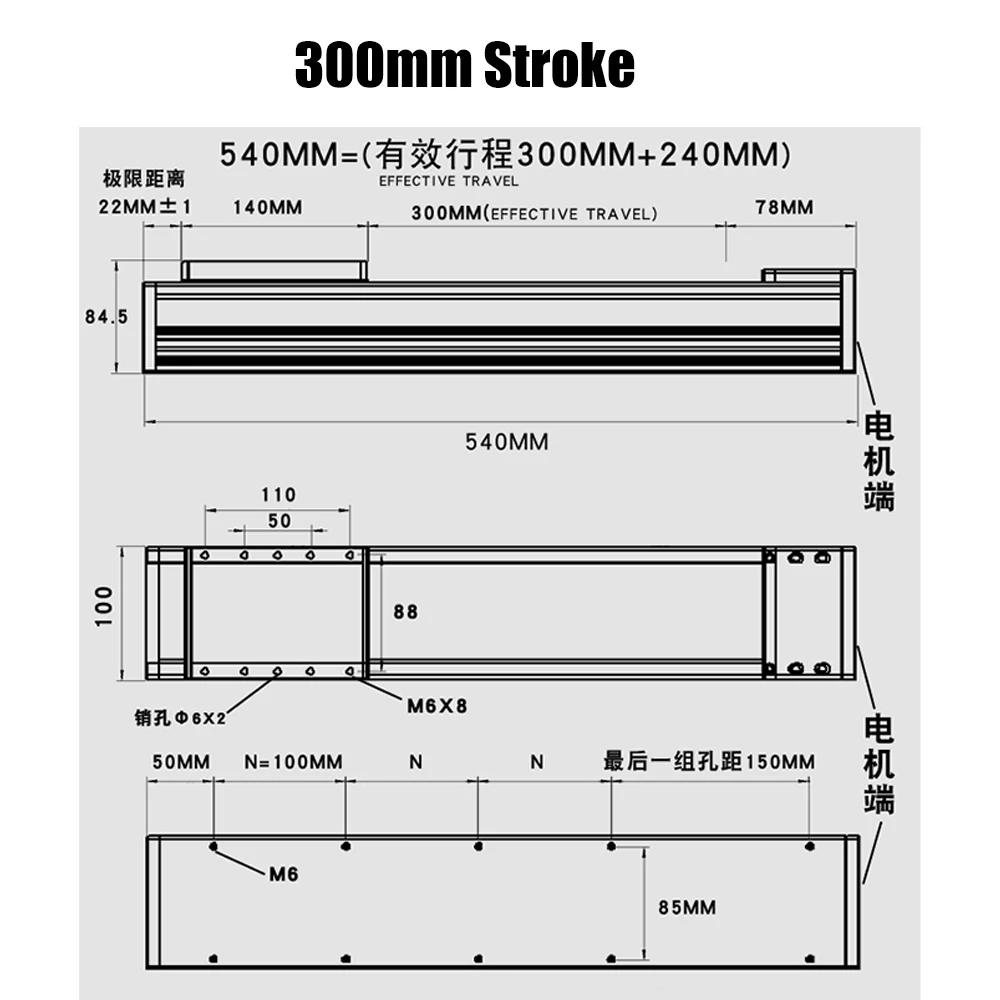 100mm Width Hearvy Duty Fully Enclosed Linear Slide Module Stage Steel Belt Sealed Cross Ball Screw High Precision Guide Rail