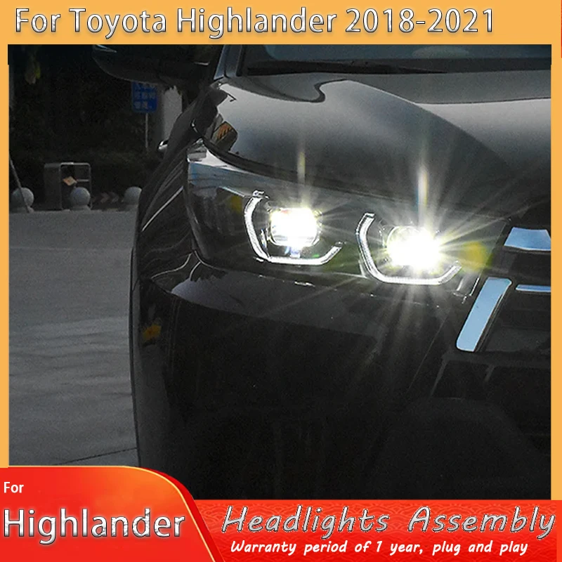 Car Styling for Toyota Highlander Headlight 2018-2021 Highlander Head Light DRL Turn Signal Low High Beam Projector Lens