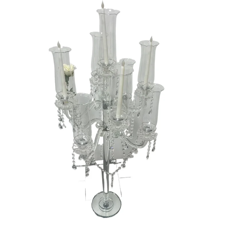 

European-style five-headed crystal candle holder wedding props candle holder ornament model room home hotel soft decoration