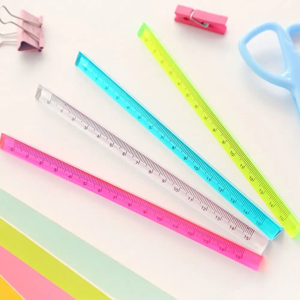 High Quality Plastic Triangular Ruler 15/20cm 3-Sided Scale Measuring Tool Transparent Straight Ruler Students
