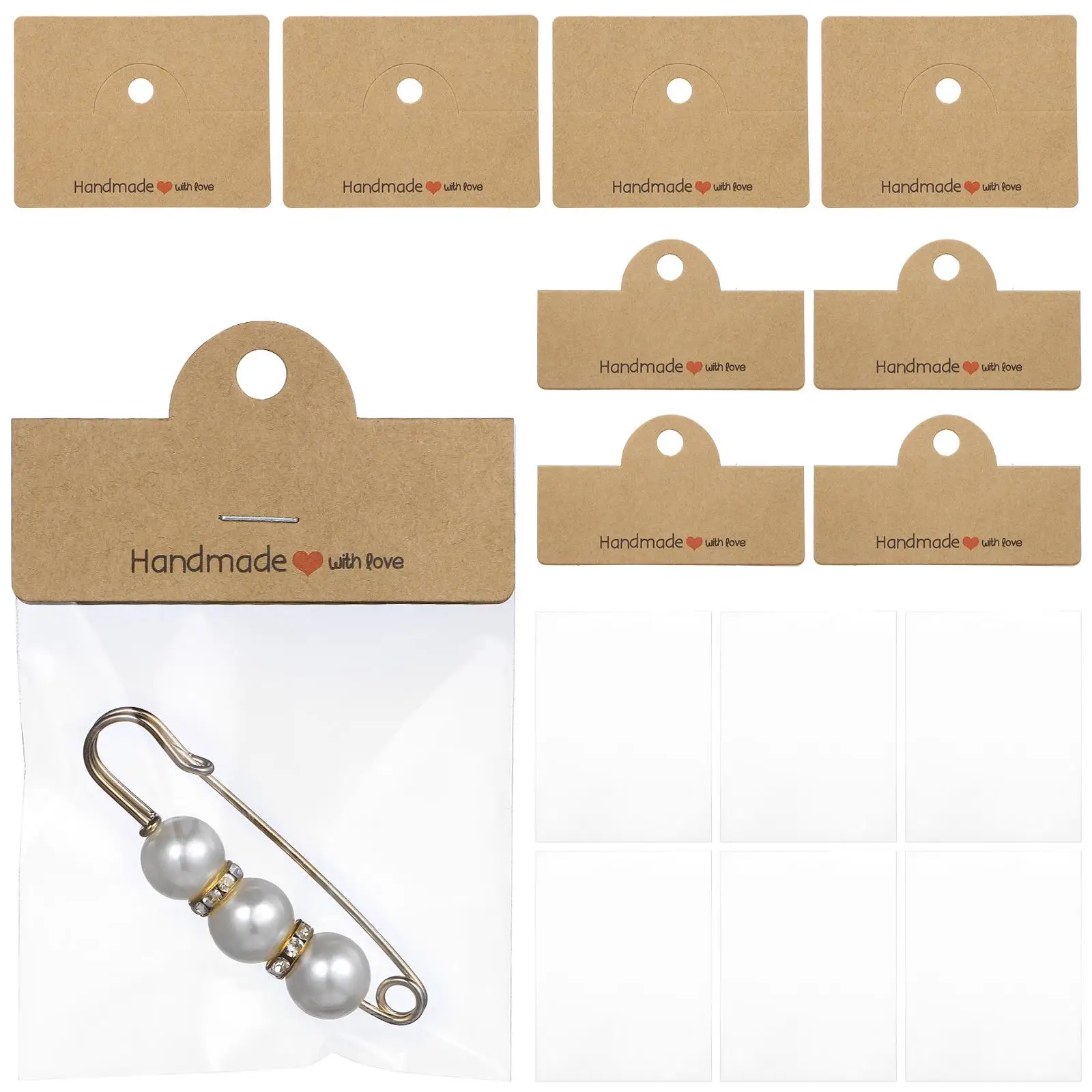 

50Pcs Transparent Bag Packaging 8x6 Inch Paper Jewelry Bags Bracelets Earrings Necklaces Small Business Supplies Plastic